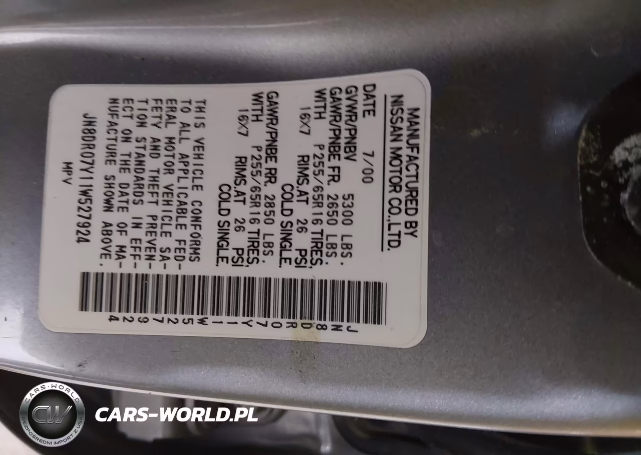 2001 Nissan Pathfinder Le VIN:JN8DR07Y11W527924 - 5