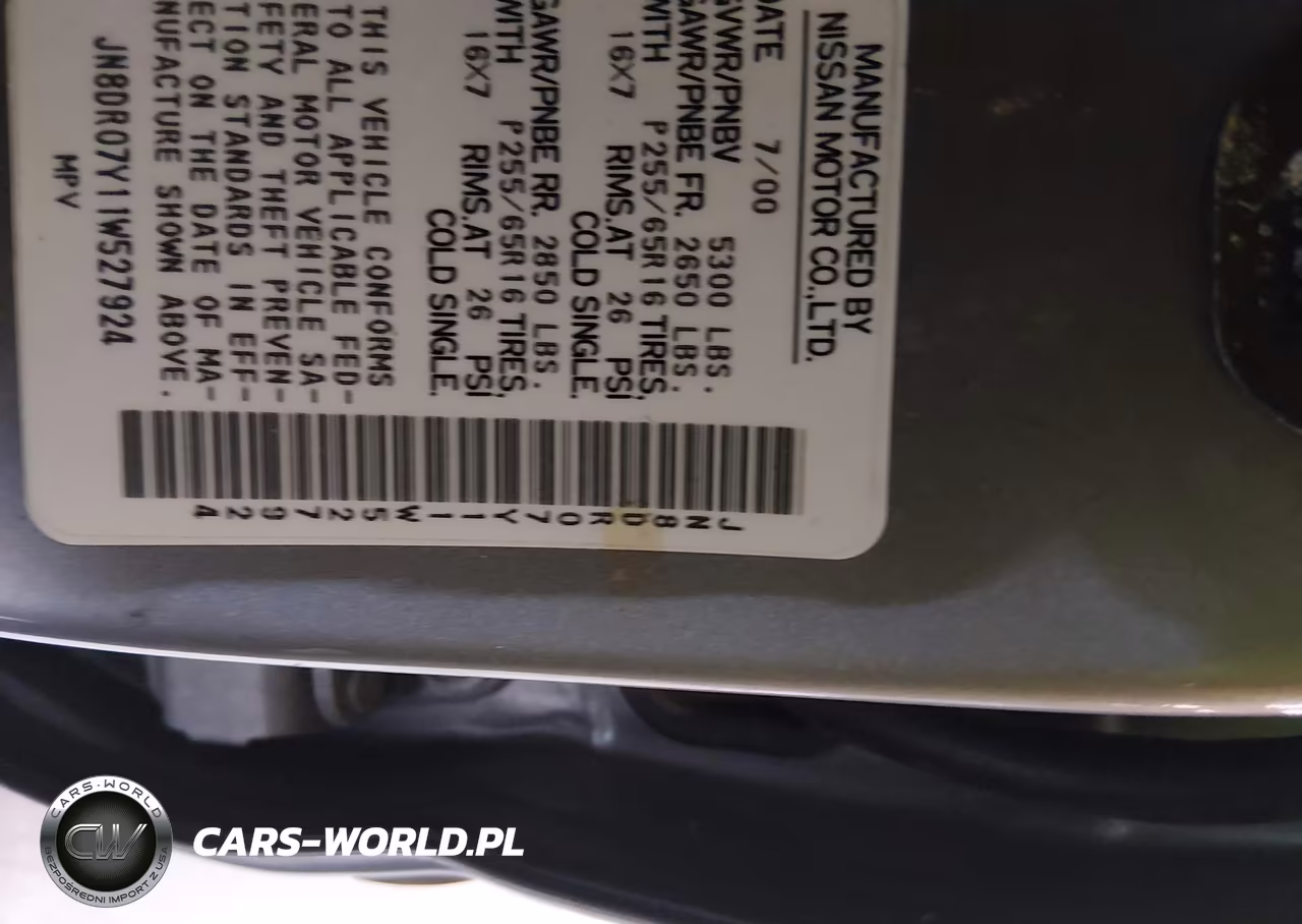 2001 Nissan Pathfinder Le VIN:JN8DR07Y11W527924 - 9
