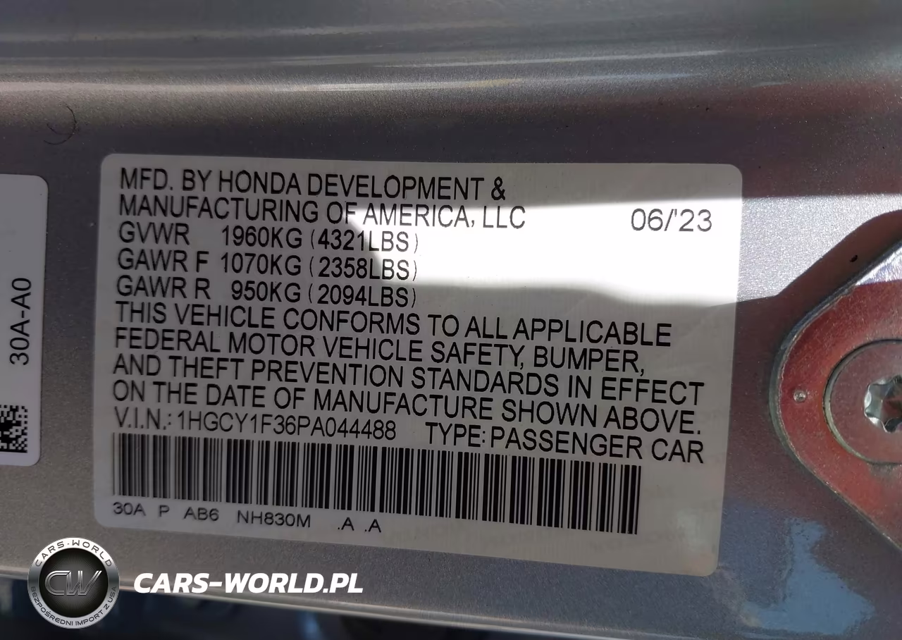 2023 Honda Accord Ex VIN:1HGCY1F36PA044488 - 9