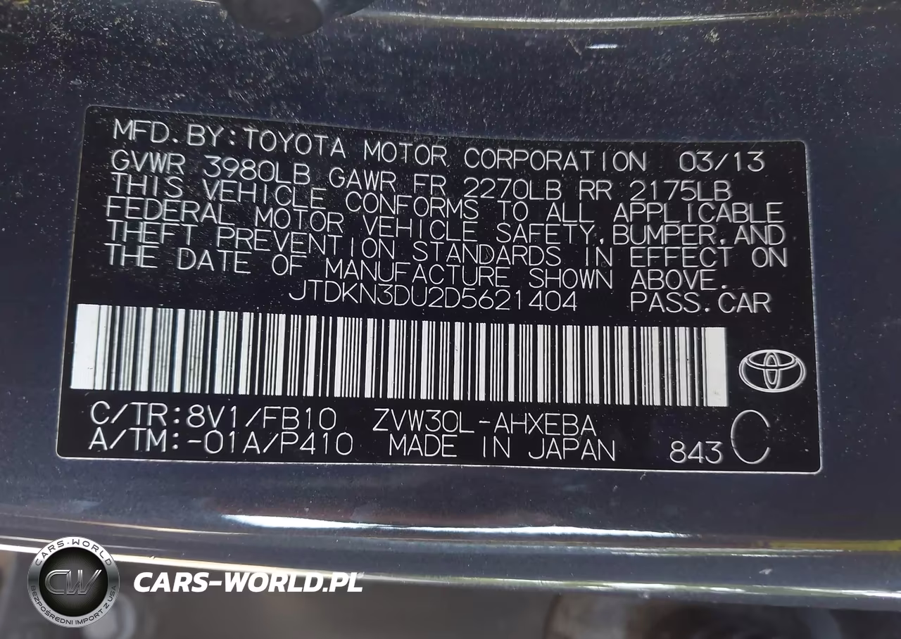 2013 Toyota Prius Two VIN:JTDKN3DU2D5621404 - 9