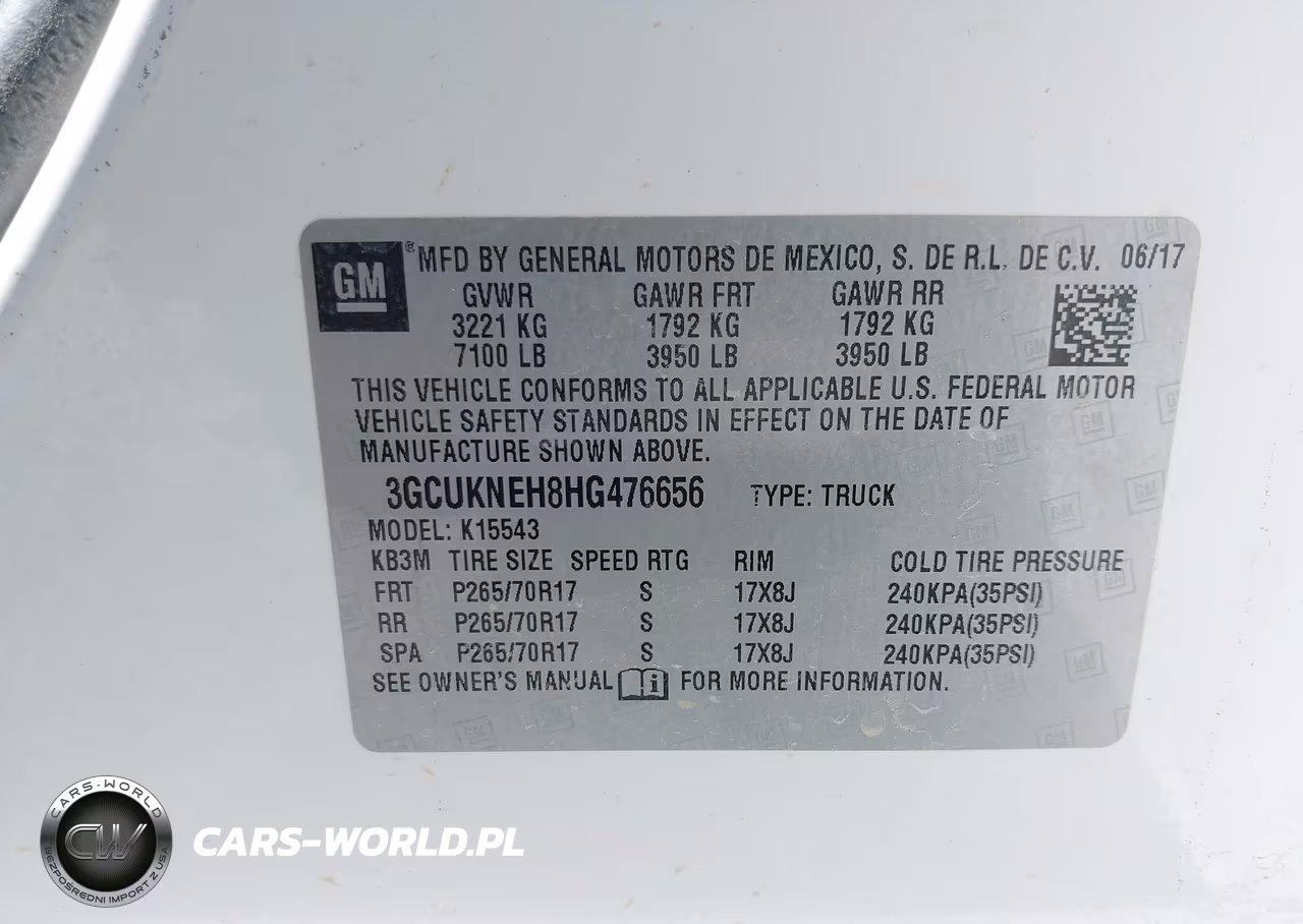 2017 Chevrolet Silverado 1500 Wt VIN:3GCUKNEH8HG476656 - 9