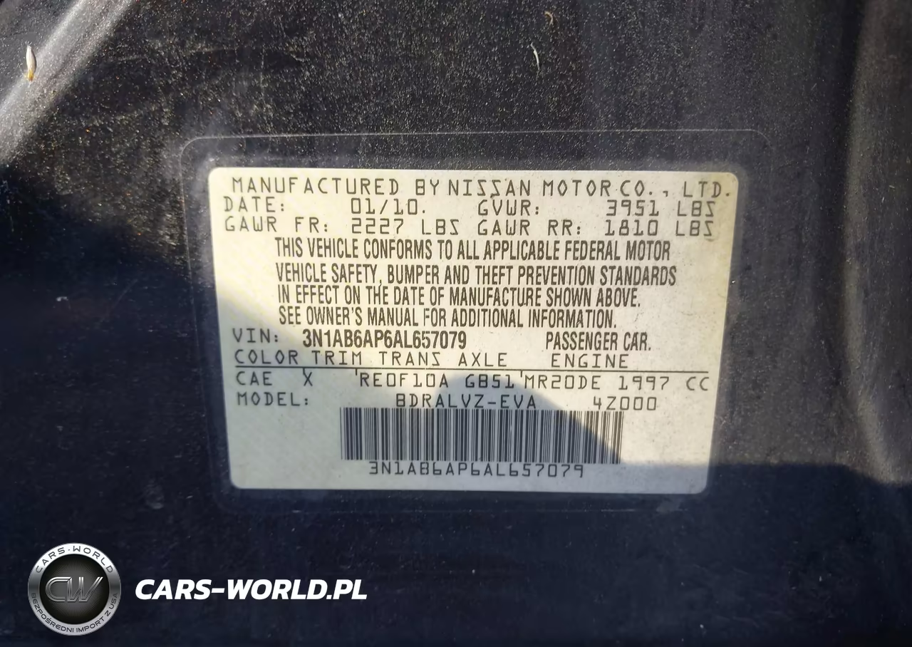 2010 Nissan Sentra 2.0Sl VIN:3N1AB6AP6AL657079 - 9