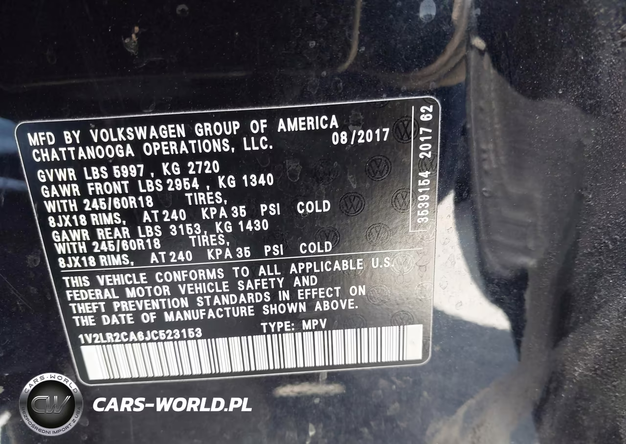 2018 Volkswagen Atlas 3.6L V6 Se-3.6L V6 Se W-Technology VIN:1V2LR2CA6JC523153 - 9