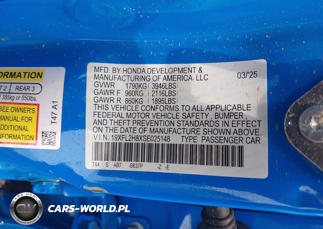 2025 Honda Civic Sedan Sport VIN:19XFL2H8XSE025148 - 9