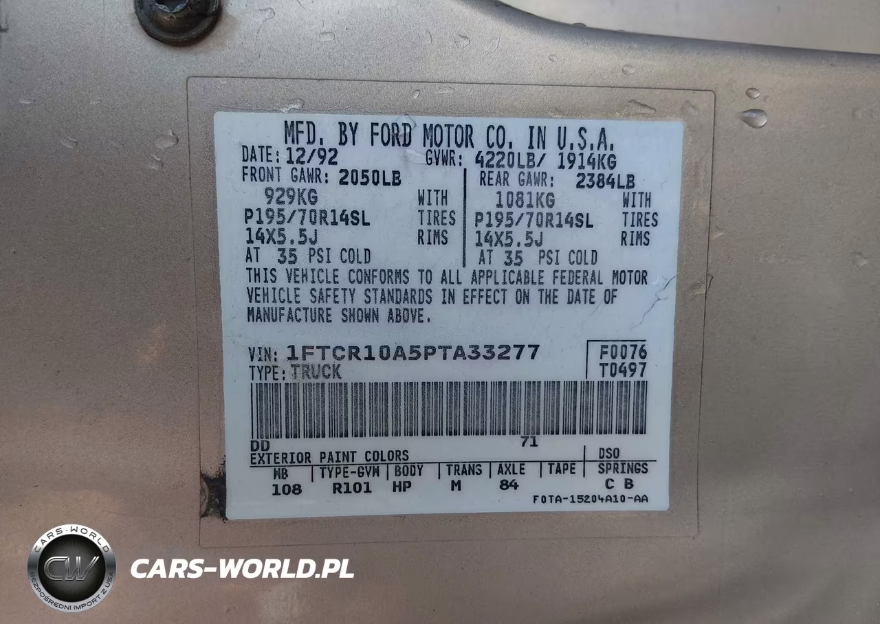 1993 Ford Ranger VIN:1FTCR10A5PTA33277 - 9