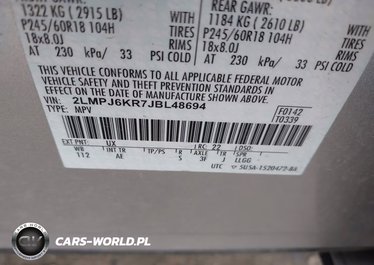 2018 Lincoln Mkx Select VIN:2LMPJ6KR7JBL48694 - 9