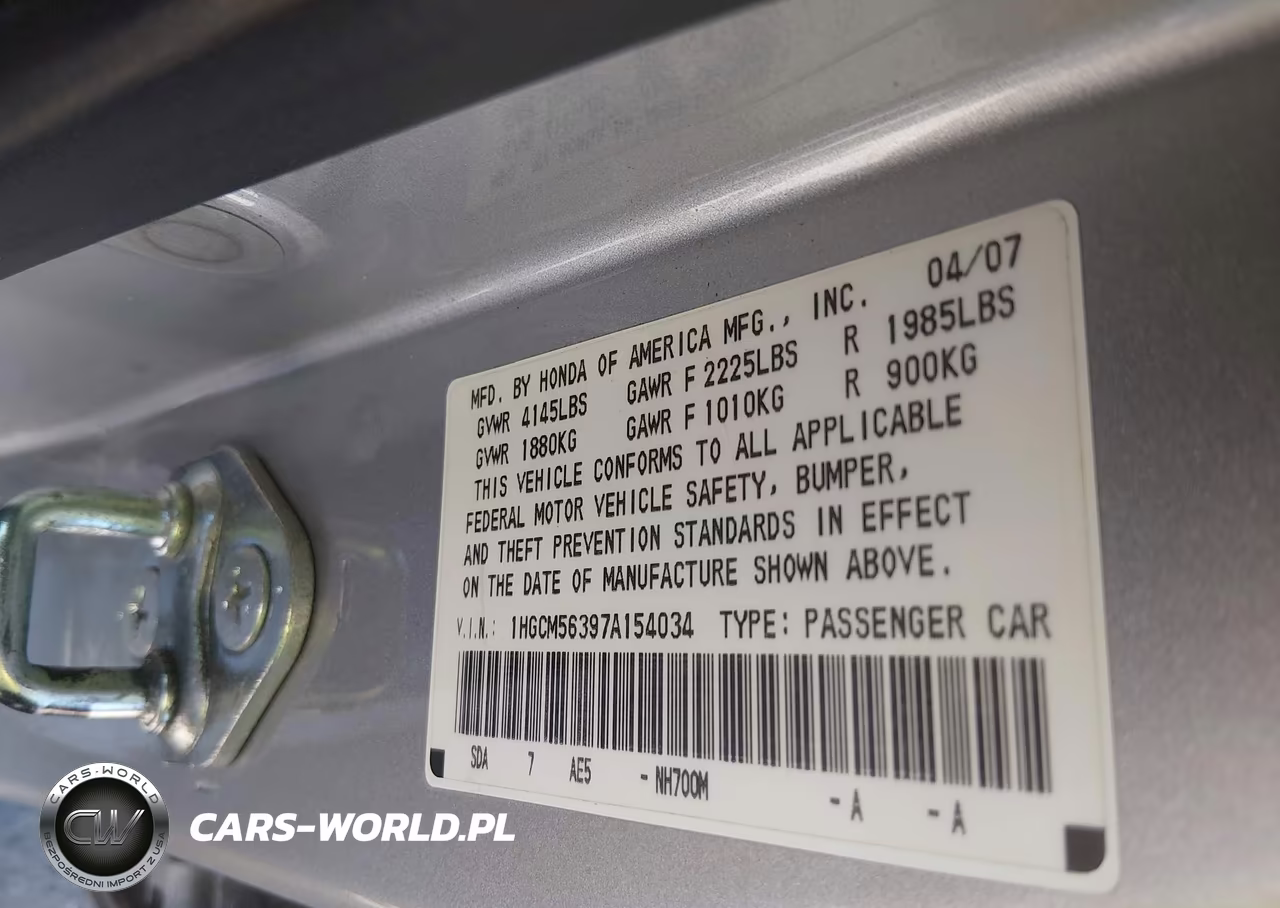 2007 Honda Accord 2.4 Se VIN:1HGCM56397A154034 - 9