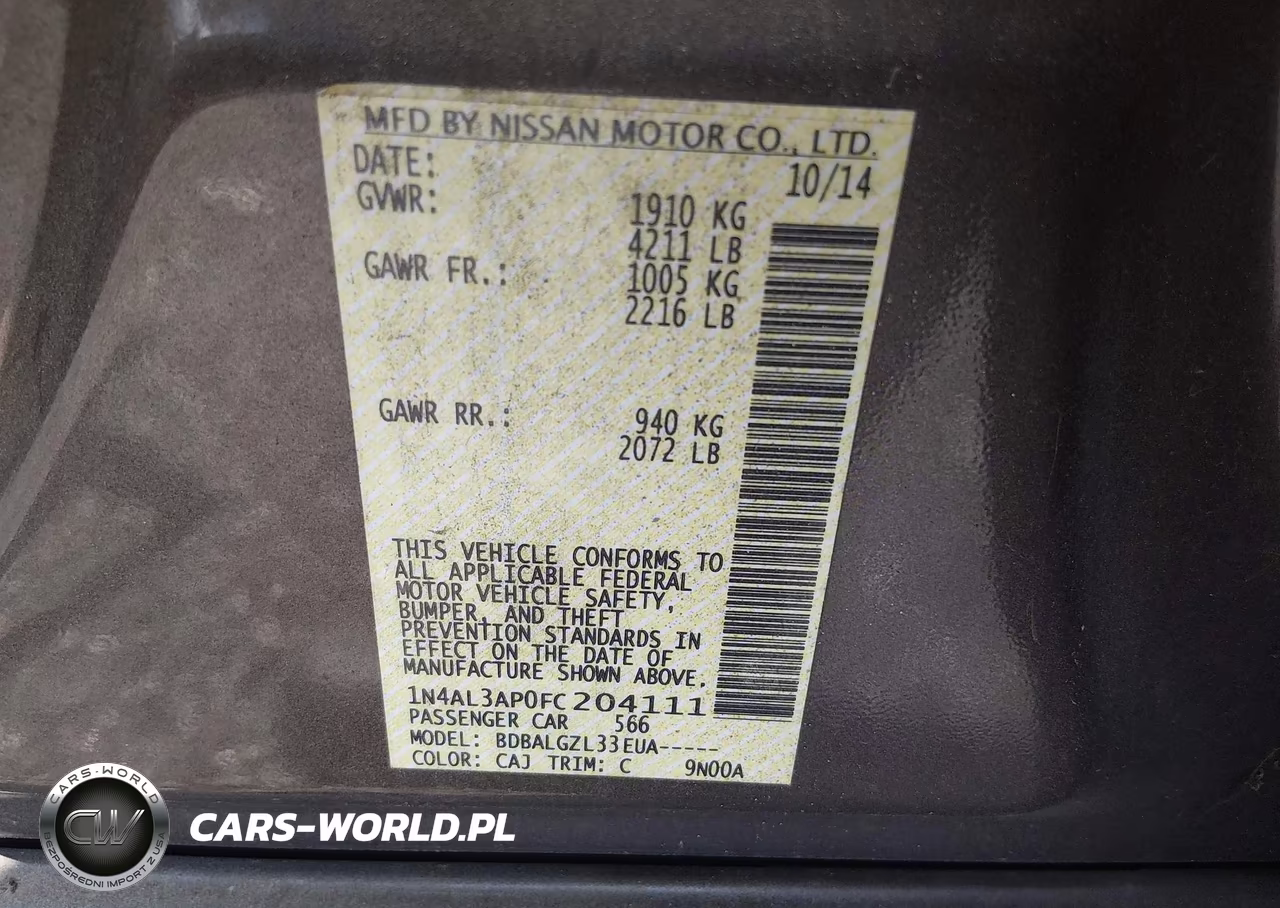 2015 Nissan Altima 2.5 S VIN:1N4AL3AP0FC204111 - 9