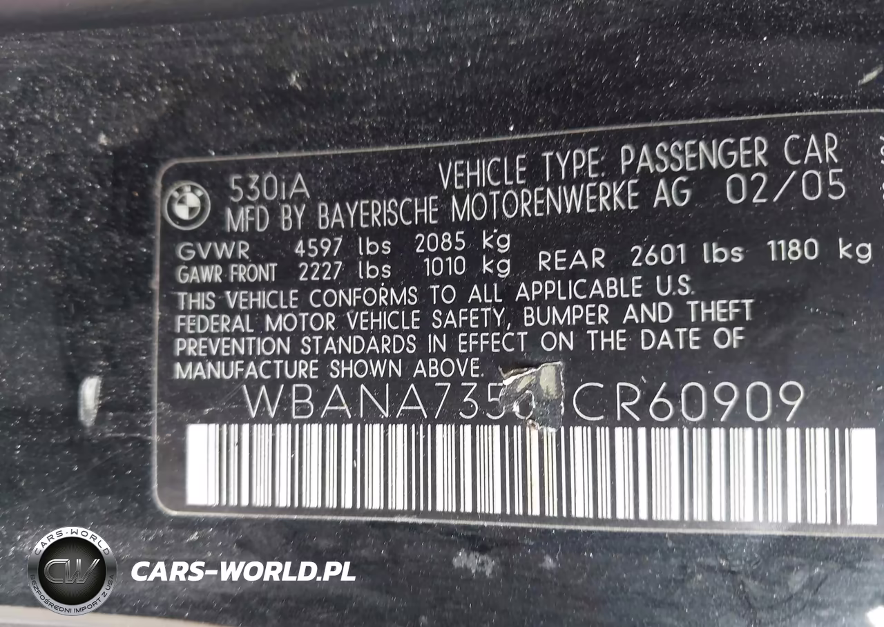 2005 BMW 530I VIN:WBANA73505CR60909 - 9