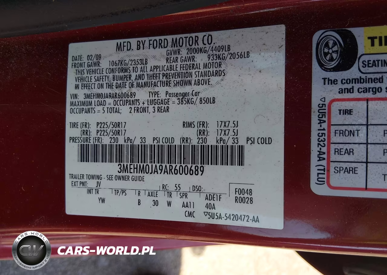 2010 Mercury Milan Premier VIN:3MEHM0JA9AR600689 - 9