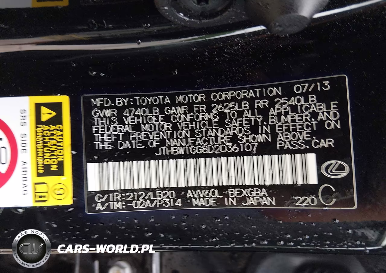2013 Lexus Es 300H VIN:JTHBW1GG8D2036107 - 9