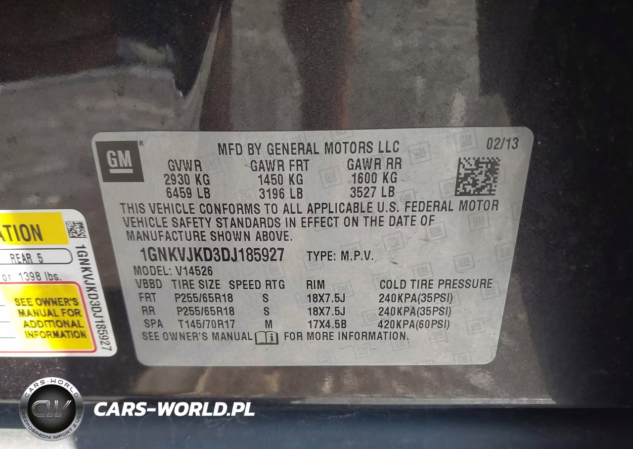 2013 Chevrolet Traverse Lt VIN:1GNKVJKD3DJ185927 - 9