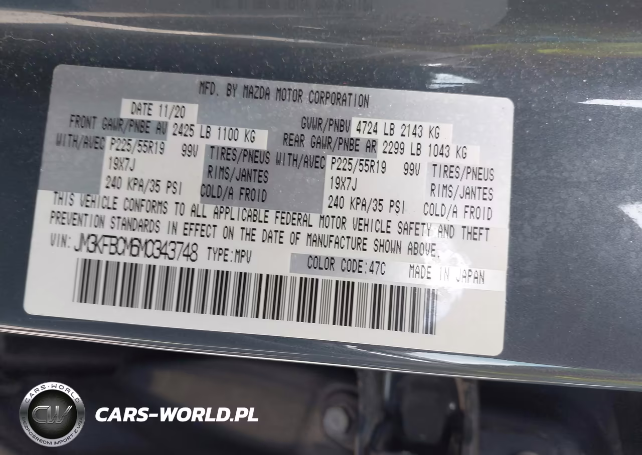 2021 Mazda Cx-5 Carbon Edition VIN:JM3KFBCM6M0343748 - 9
