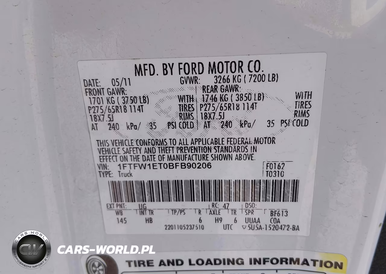 2011 Ford F-150 Lariat VIN:1FTFW1ET0BFB90206 - 9