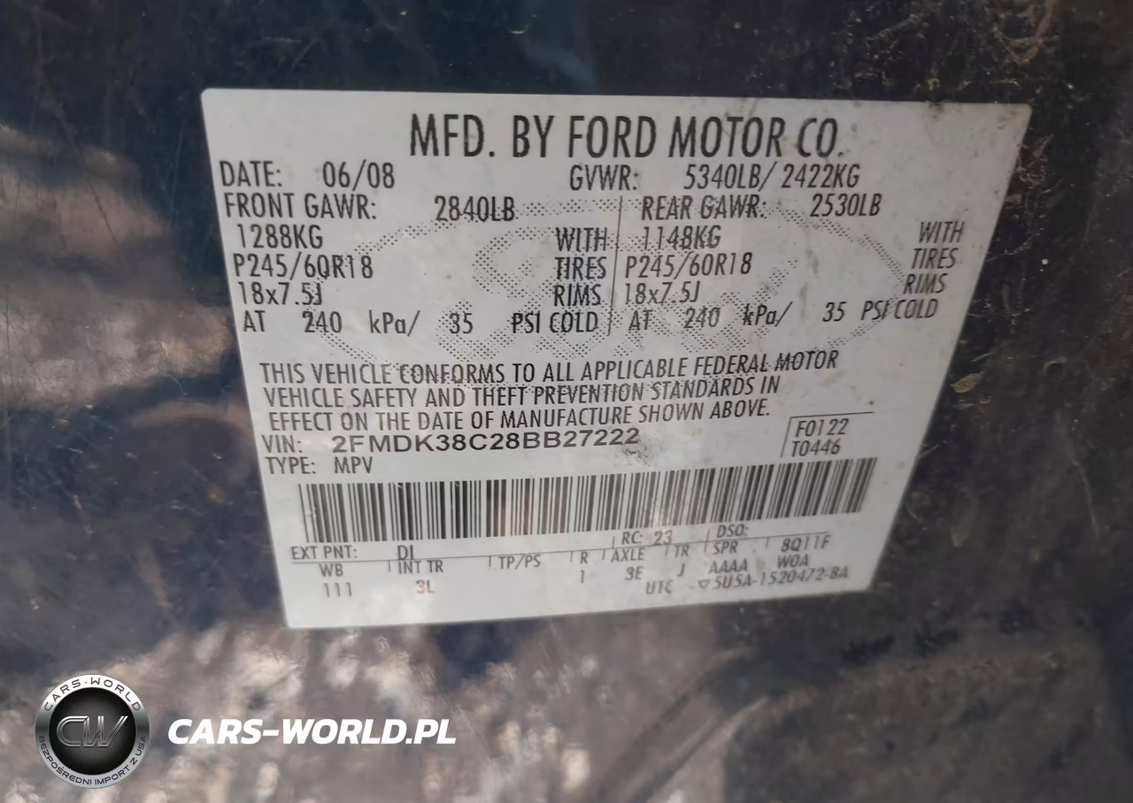 2008 Ford Edge Sel VIN:2FMDK38C28BB27222 - 9