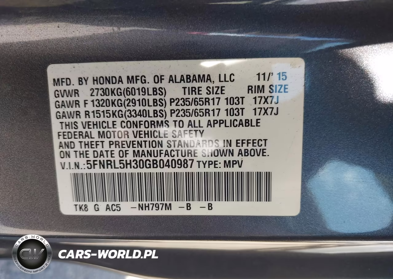 2016 Honda Odyssey Se VIN:5FNRL5H30GB040987 - 9