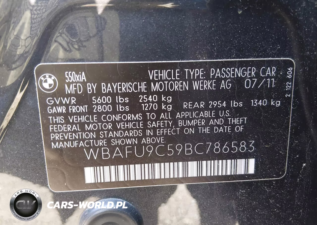 2011 BMW 550I xDrive VIN:WBAFU9C59BC786583 - 9