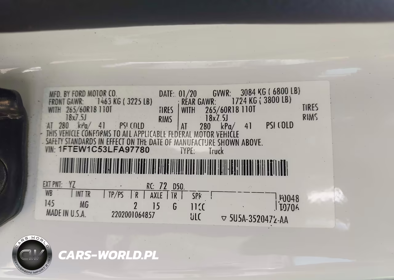 2020 Ford F-150 Xlt VIN:1FTEW1C53LFA97780 - 9