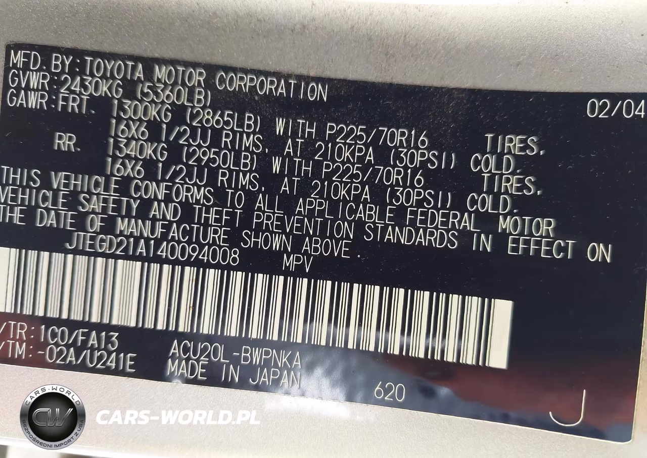 2004 Toyota Highlander VIN:JTEGD21A140094008 - 9