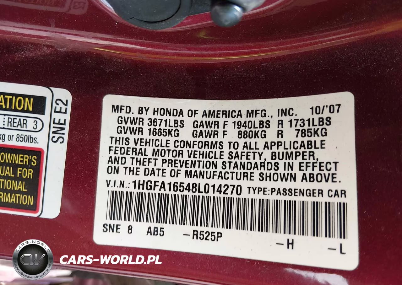 2008 Honda Civic Lx VIN:1HGFA16548L014270 - 9