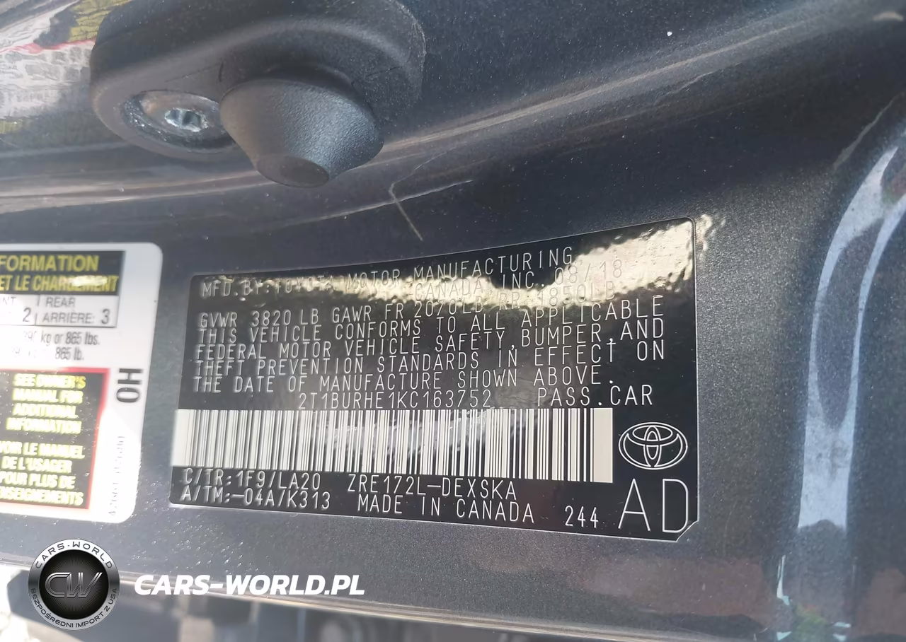 2019 Toyota Corolla Xse VIN:2T1BURHE1KC163752 - 9