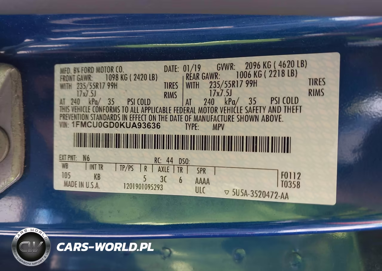 2019 Ford Escape Se VIN:1FMCU0GD0KUA93636 - 9