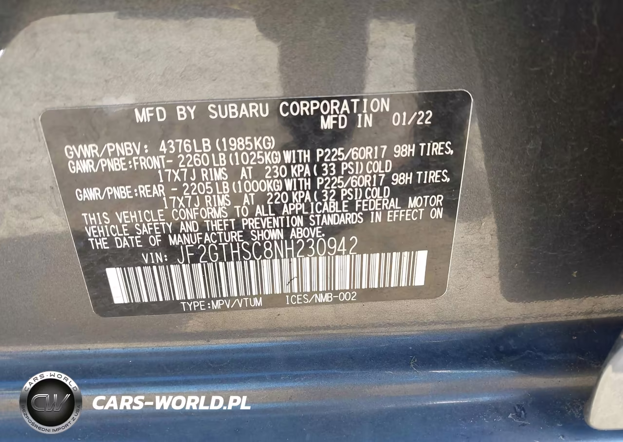 2022 Subaru Crosstrek Sport VIN:JF2GTHSC8NH230942 - 9