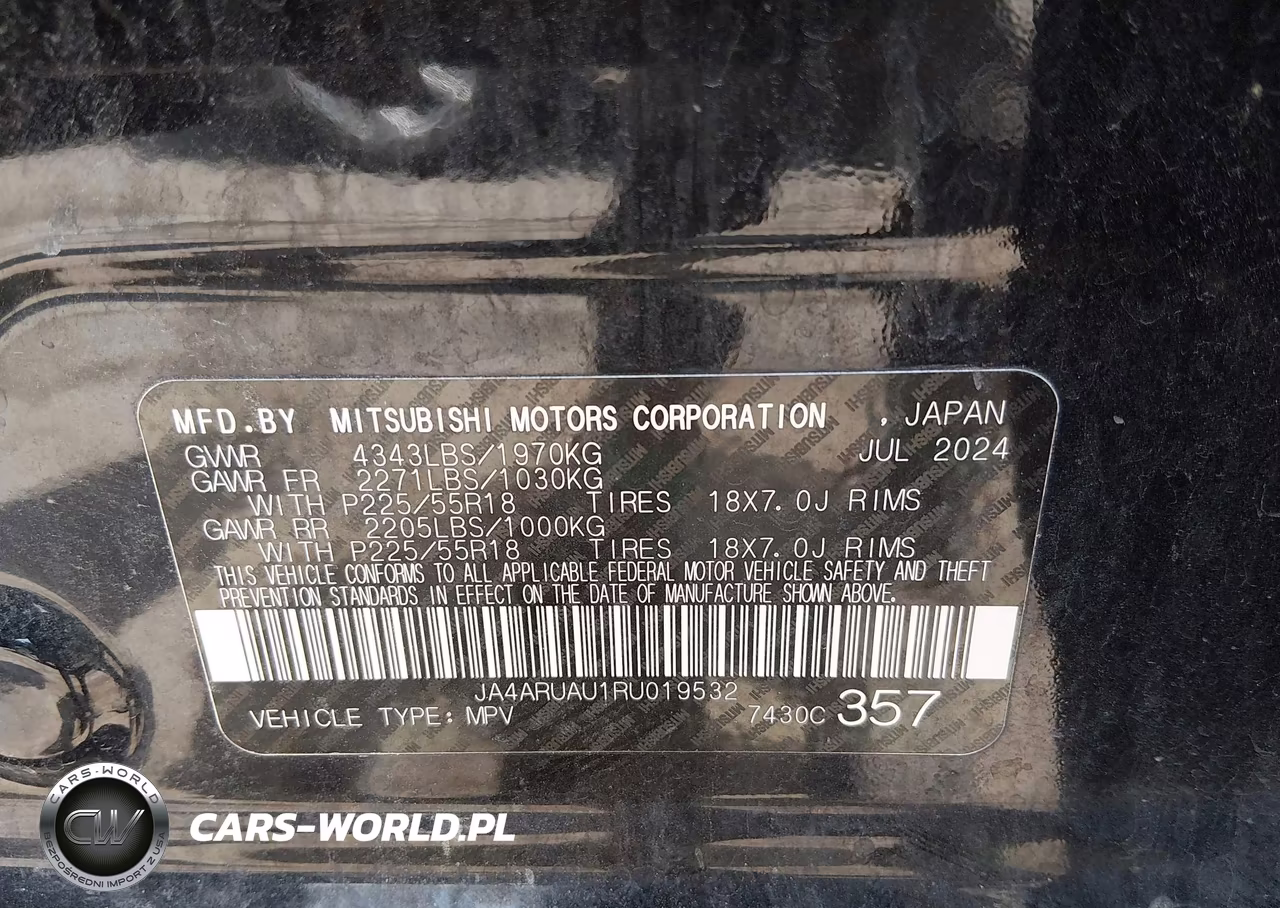 2024 Mitsubishi Outlander Sport 2.0 Es Awc-2.0 Le Awc-2.0 Ralliart Awc-2.0 S Awc-2.0 Se Awc-2.0 Trail Edition Awc VIN:JA4ARUAU1RU019532 - 9