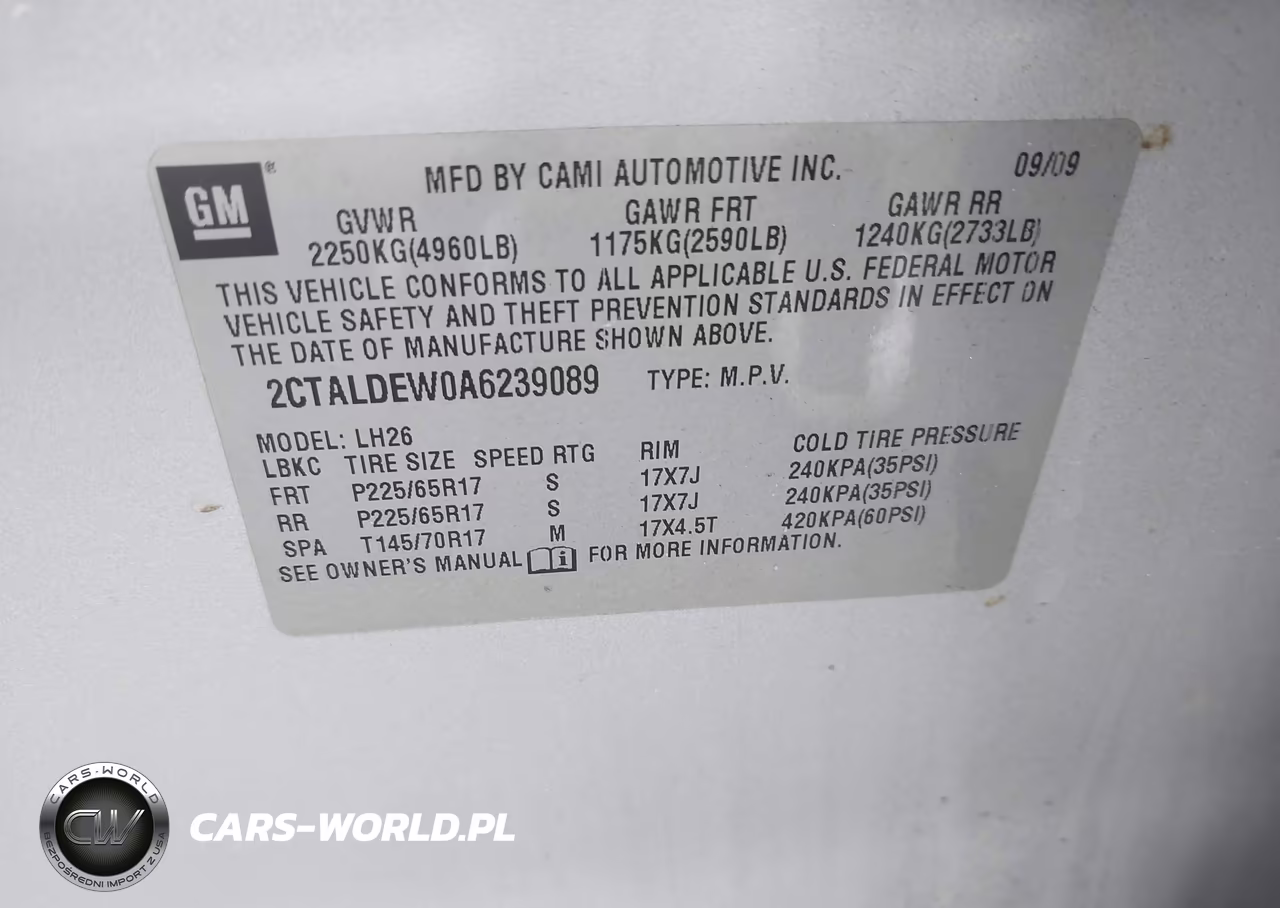 2010 GMC Terrain Sle-2 VIN:2CTALDEW0A6239089 - 9