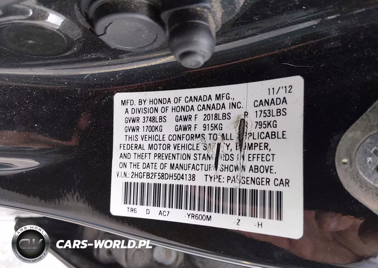 2013 Honda Civic Lx VIN:2HGFB2F58DH504138 - 9