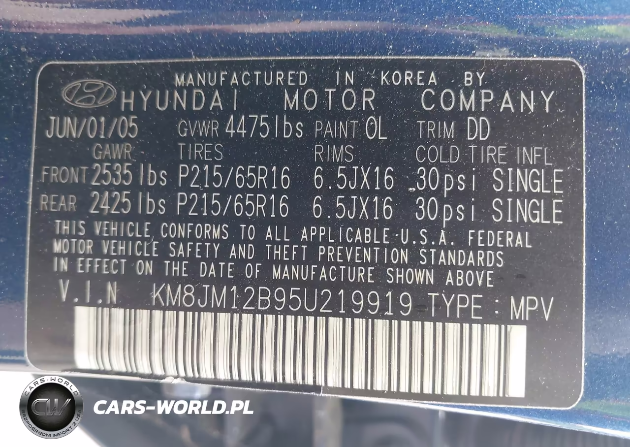 2005 Hyundai Tucson Gl VIN:KM8JM12B95U219919 - 9