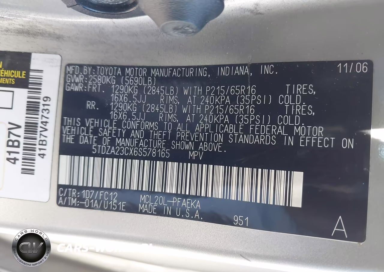 2006 Toyota Sienna Le VIN:5TDZA23CX6S578165 - 9
