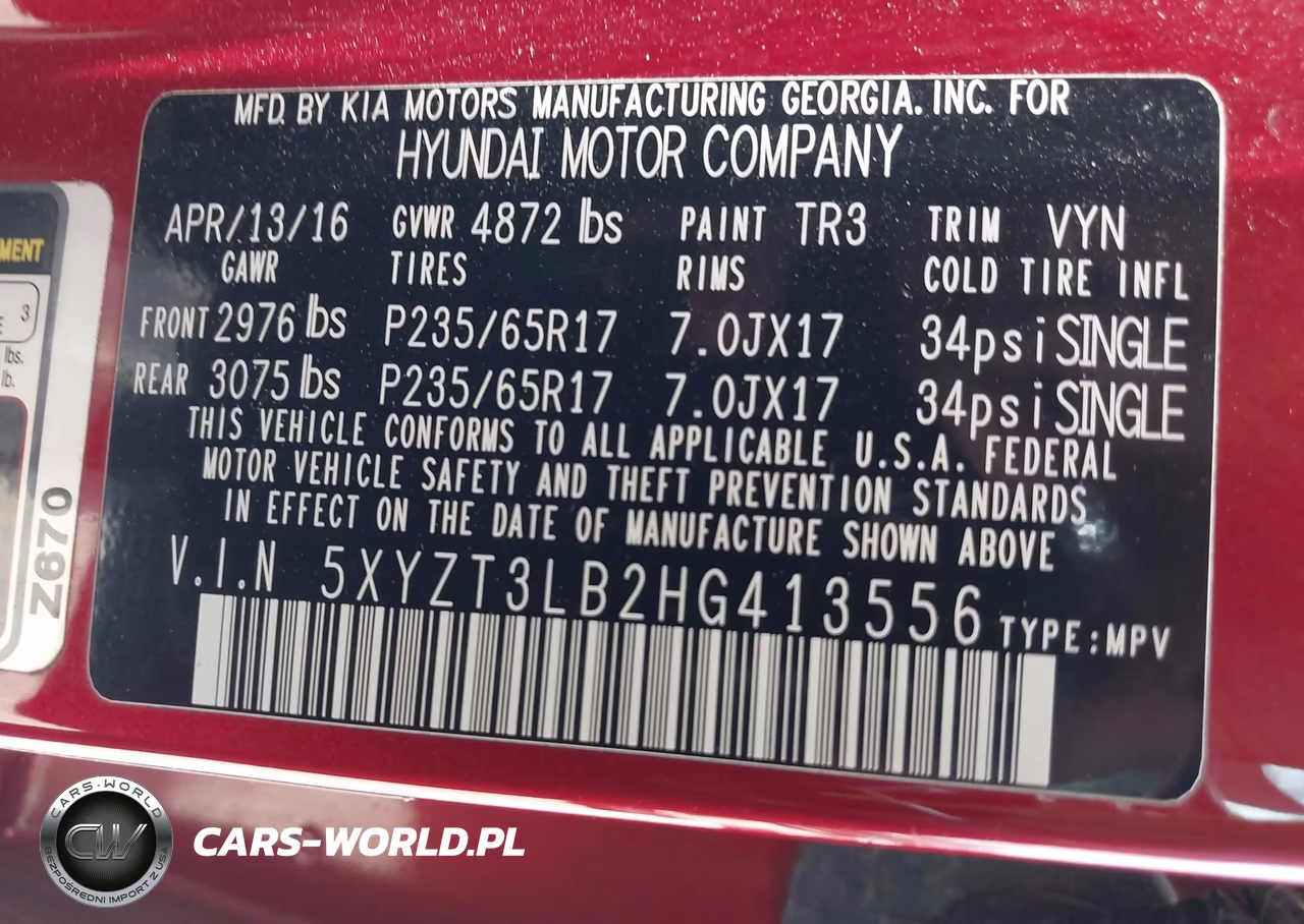 2017 Hyundai Santa Fe Sport 2.4L VIN:5XYZT3LB2HG413556 - 9