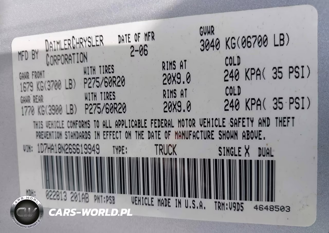 2006 Dodge Ram 1500 Slt VIN:1D7HA18N26S619949 - 9