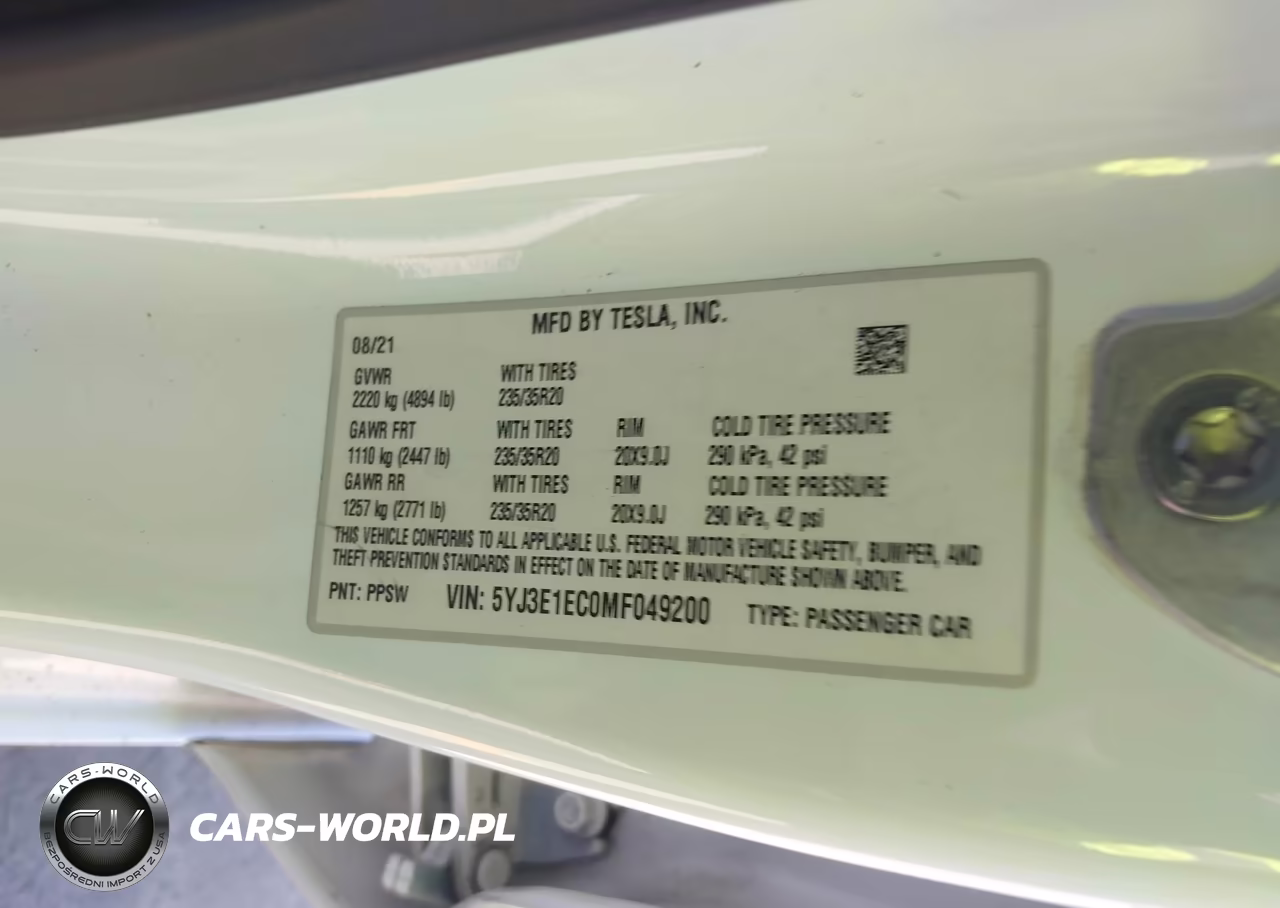 2021 Tesla Model 3 Performance Dual Motor All-Wheel Drive VIN:5YJ3E1EC0MF049200 - 9