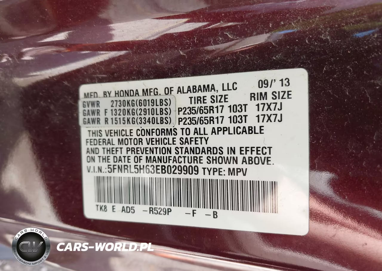 2014 Honda Odyssey Ex-L VIN:5FNRL5H63EB029909 - 9