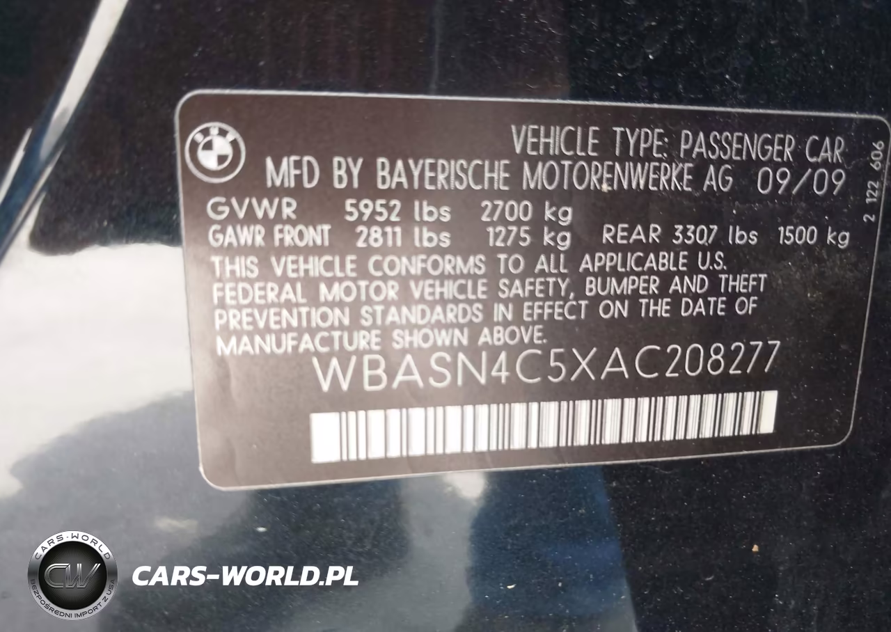 2010 BMW 550I Gran Turismo VIN:WBASN4C5XAC208277 - 9
