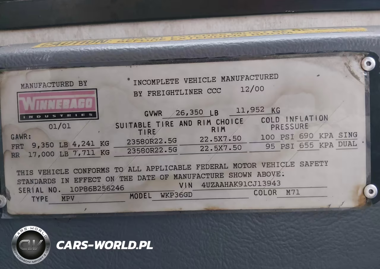 2001 Freightliner Chassis X Line Motor Home VIN:4UZAAHAK91CJ13943 - 9
