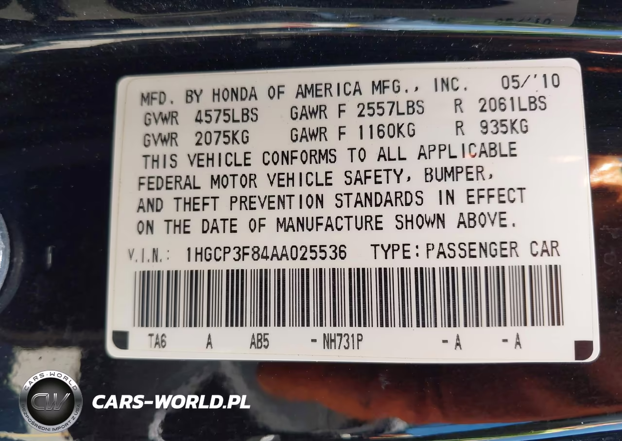 2010 Honda Accord 3.5 Ex-L VIN:1HGCP3F84AA025536 - 9