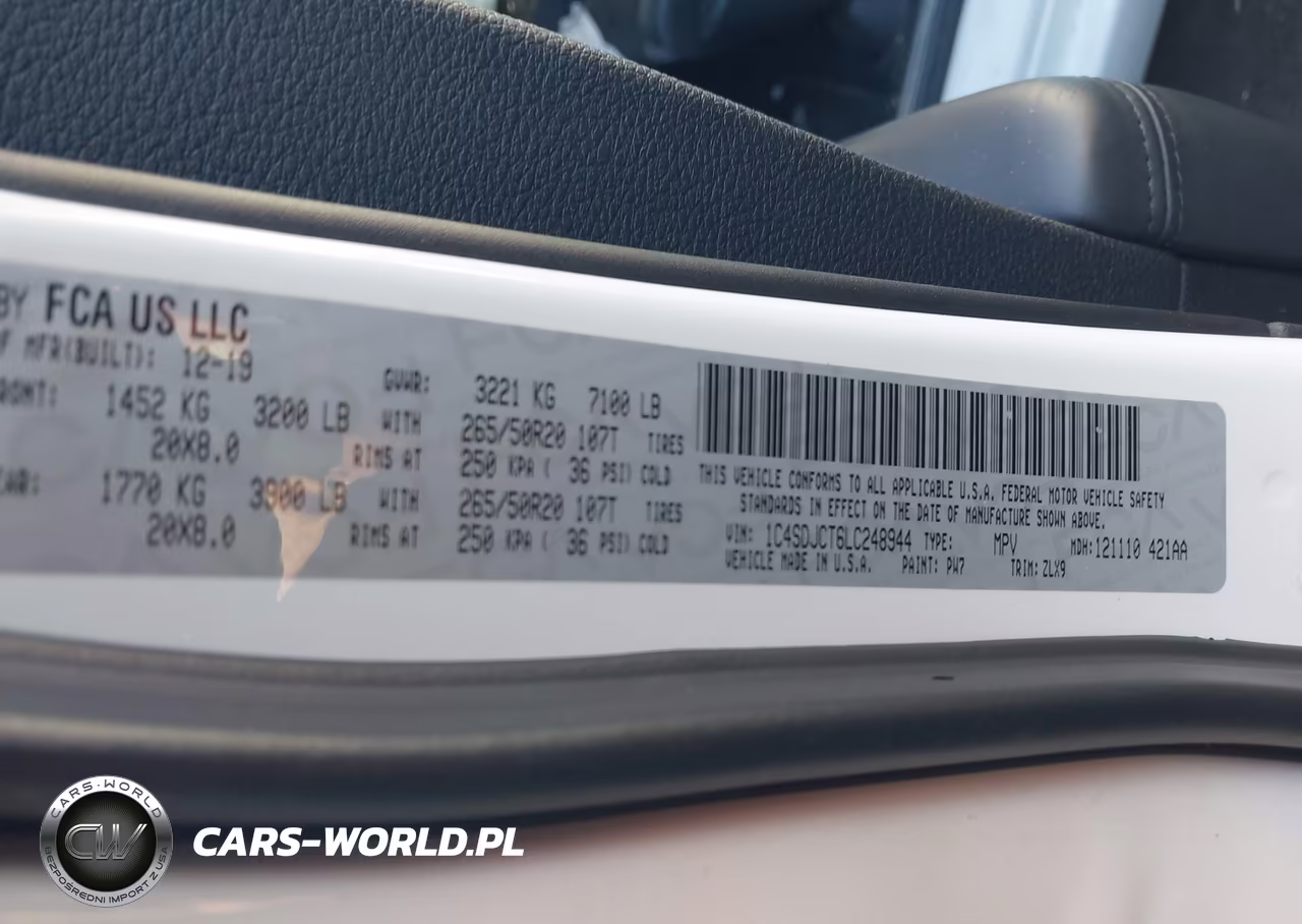 2020 Dodge Durango R-T Awd VIN:1C4SDJCT6LC248944 - 9