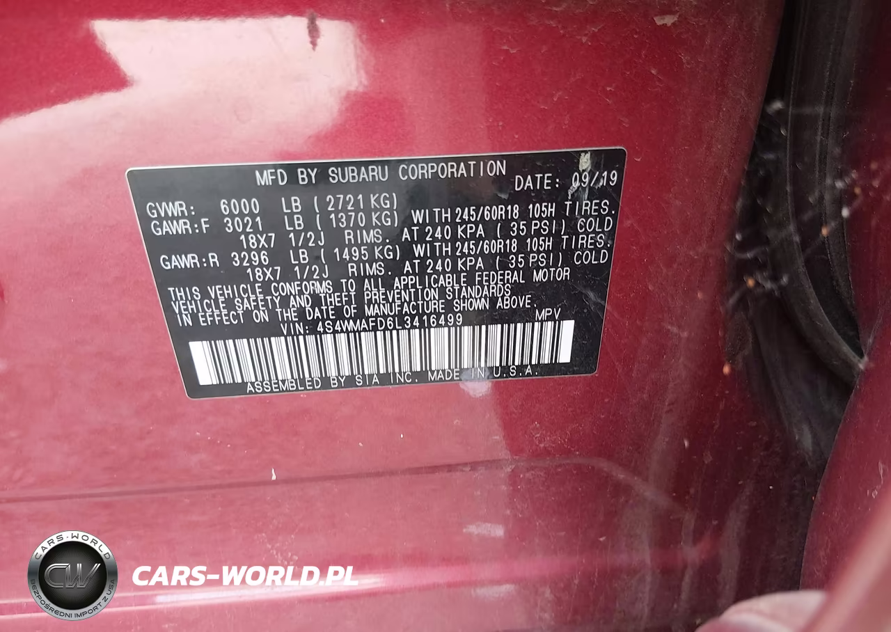 2020 Subaru Ascent Premium VIN:4S4WMAFD6L3416499 - 9