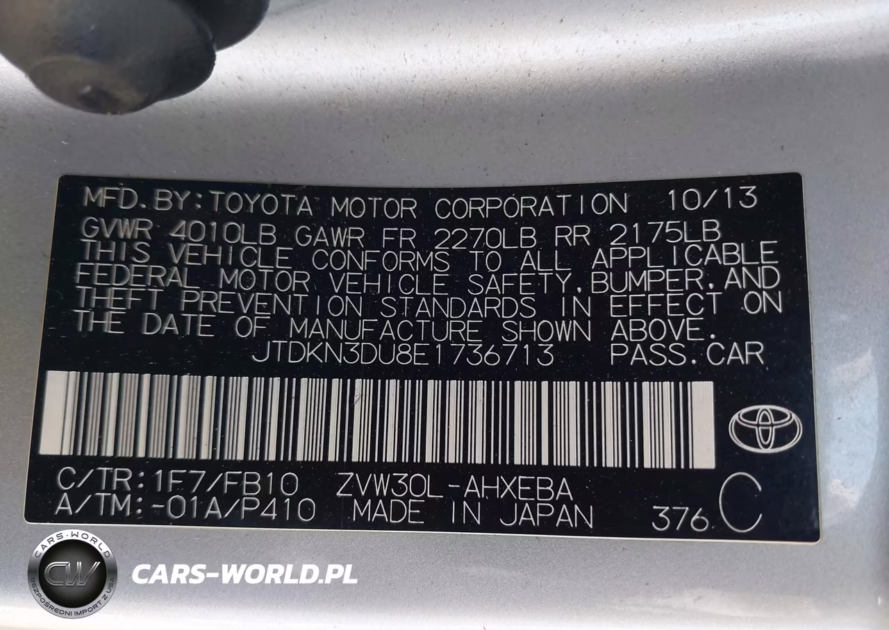 2014 Toyota Prius Two VIN:JTDKN3DU8E1736713 - 9