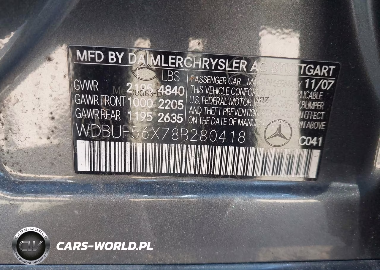 2008 Mercedes-Benz E 350 VIN:WDBUF56X78B280418 - 9