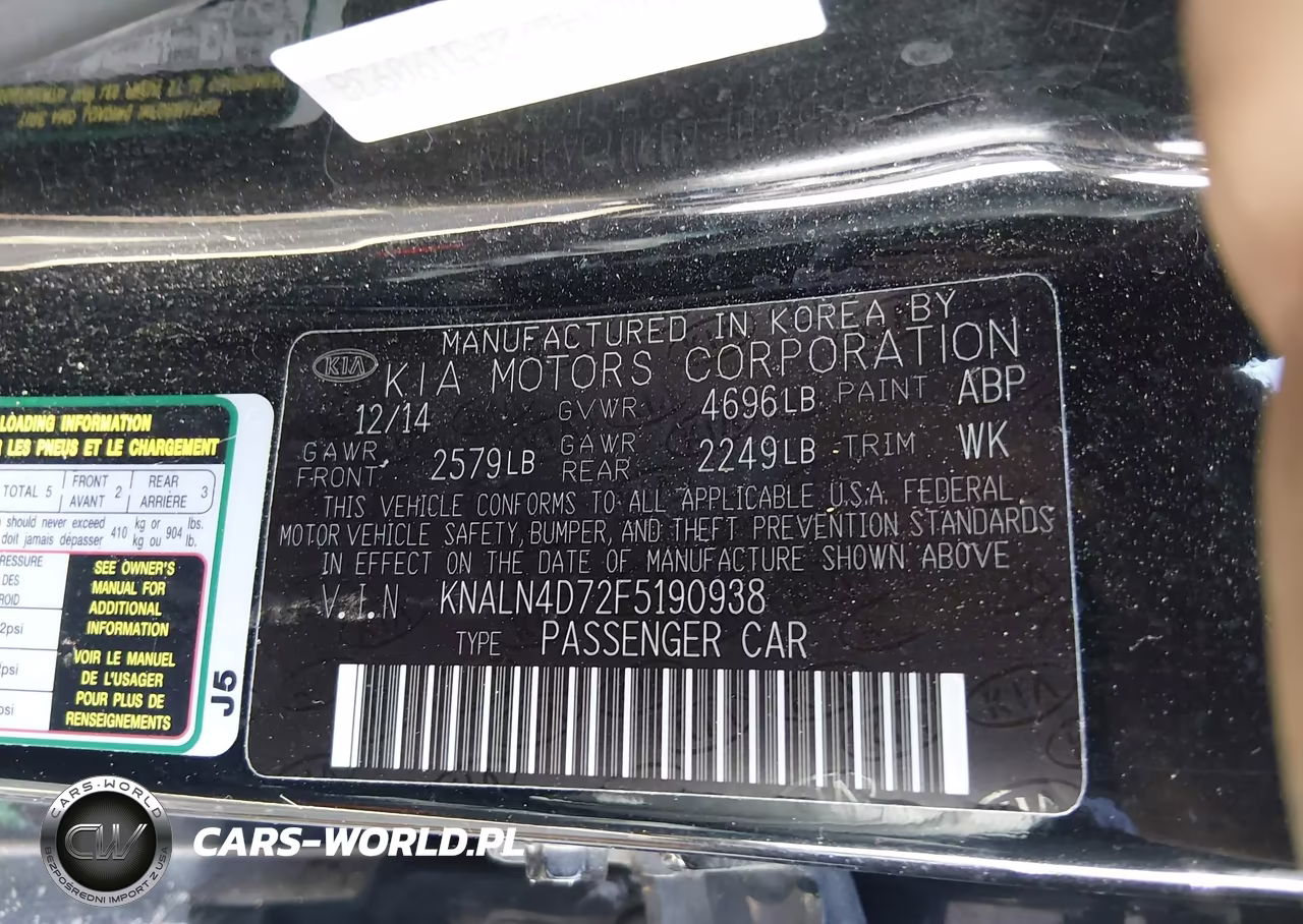 2015 Kia Cadenza Premium VIN:KNALN4D72F5190938 - 9