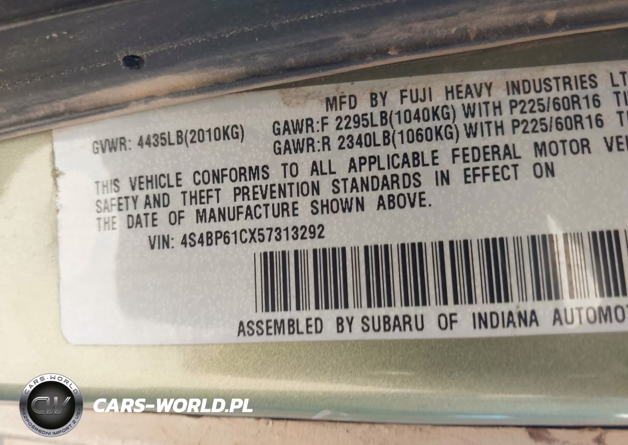 2005 Subaru Outback 2.5I VIN:4S4BP61CX57313292 - 9