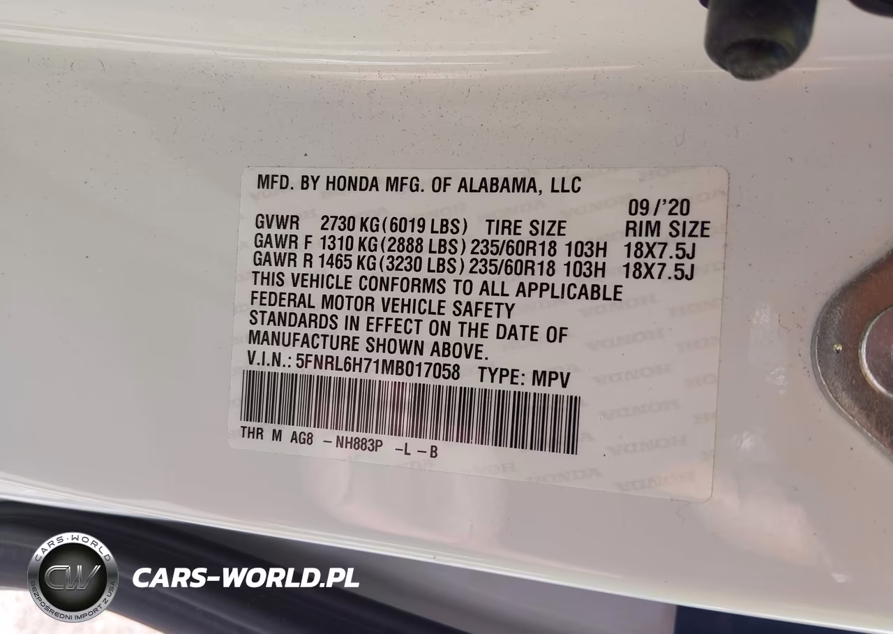 2021 Honda Odyssey Ex-L VIN:5FNRL6H71MB017058 - 9