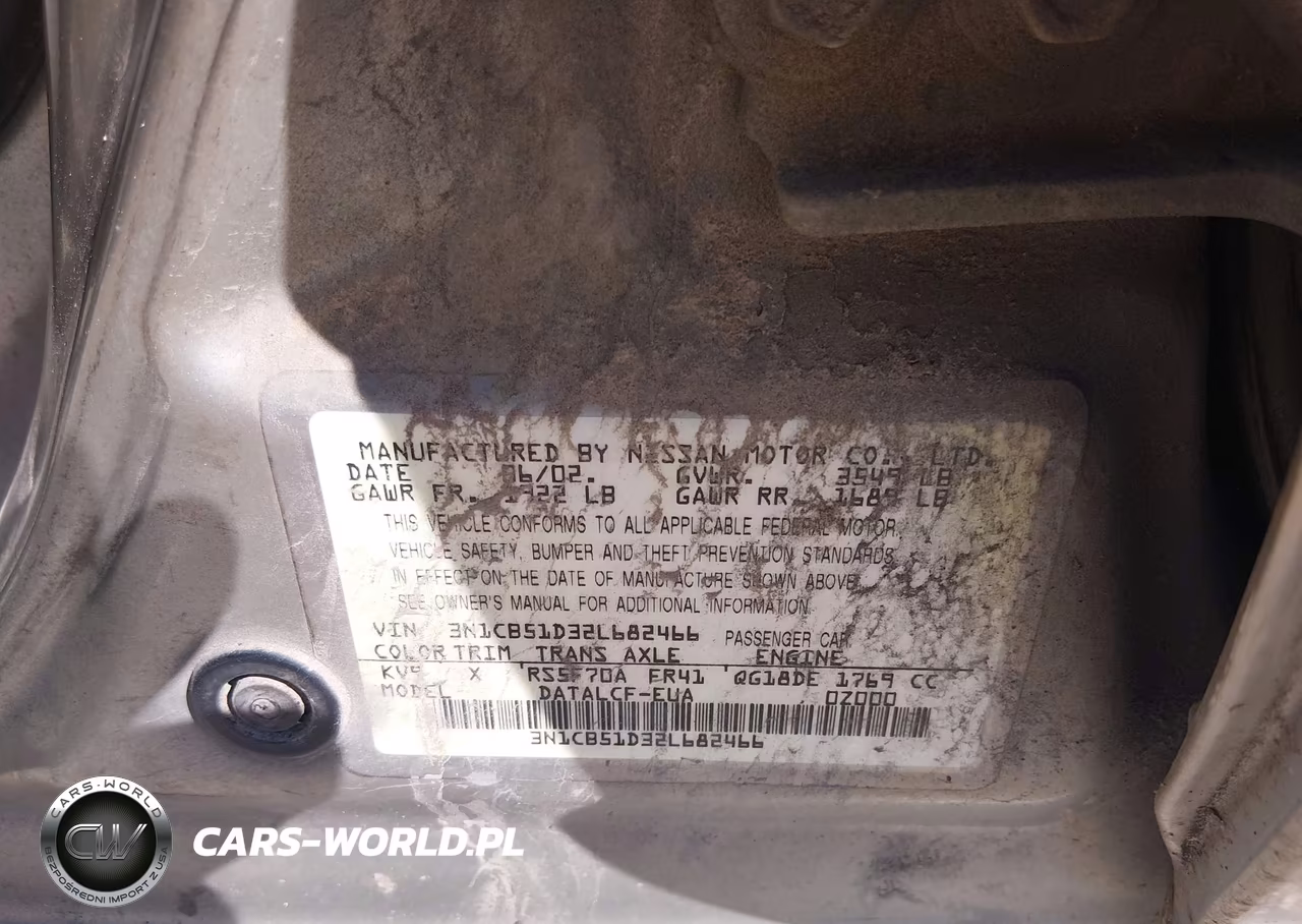 2002 Nissan Sentra Xe VIN:3N1CB51D32L682466 - 9