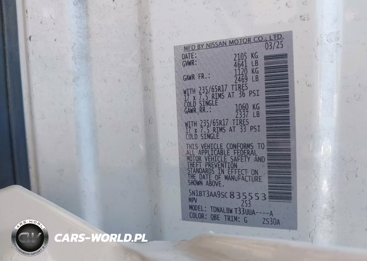 2025 Nissan Rogue S Fwd VIN:5N1BT3AA9SC835553 - 9