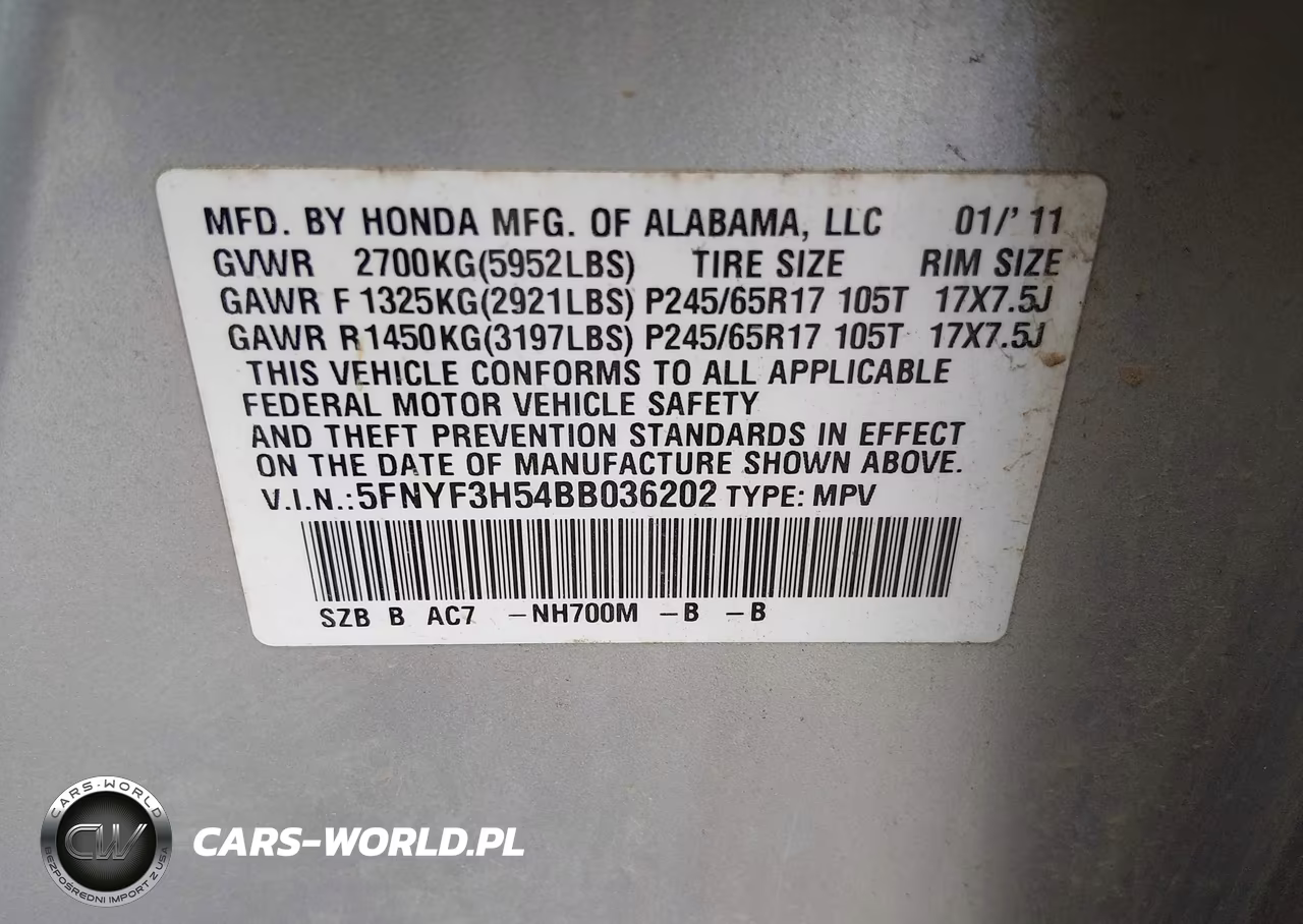 2011 Honda Pilot Ex-L VIN:5FNYF3H54BB036202 - 9