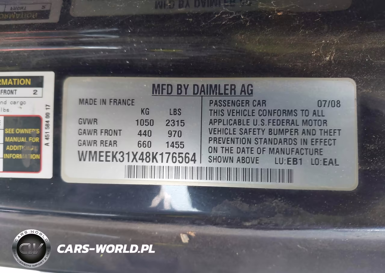 2008 Smart Fortwo Passion VIN:WMEEK31X48K176564 - 9